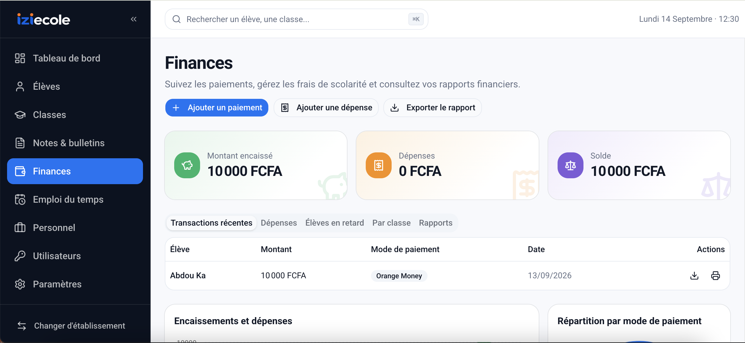 Module Finances d'iziecole