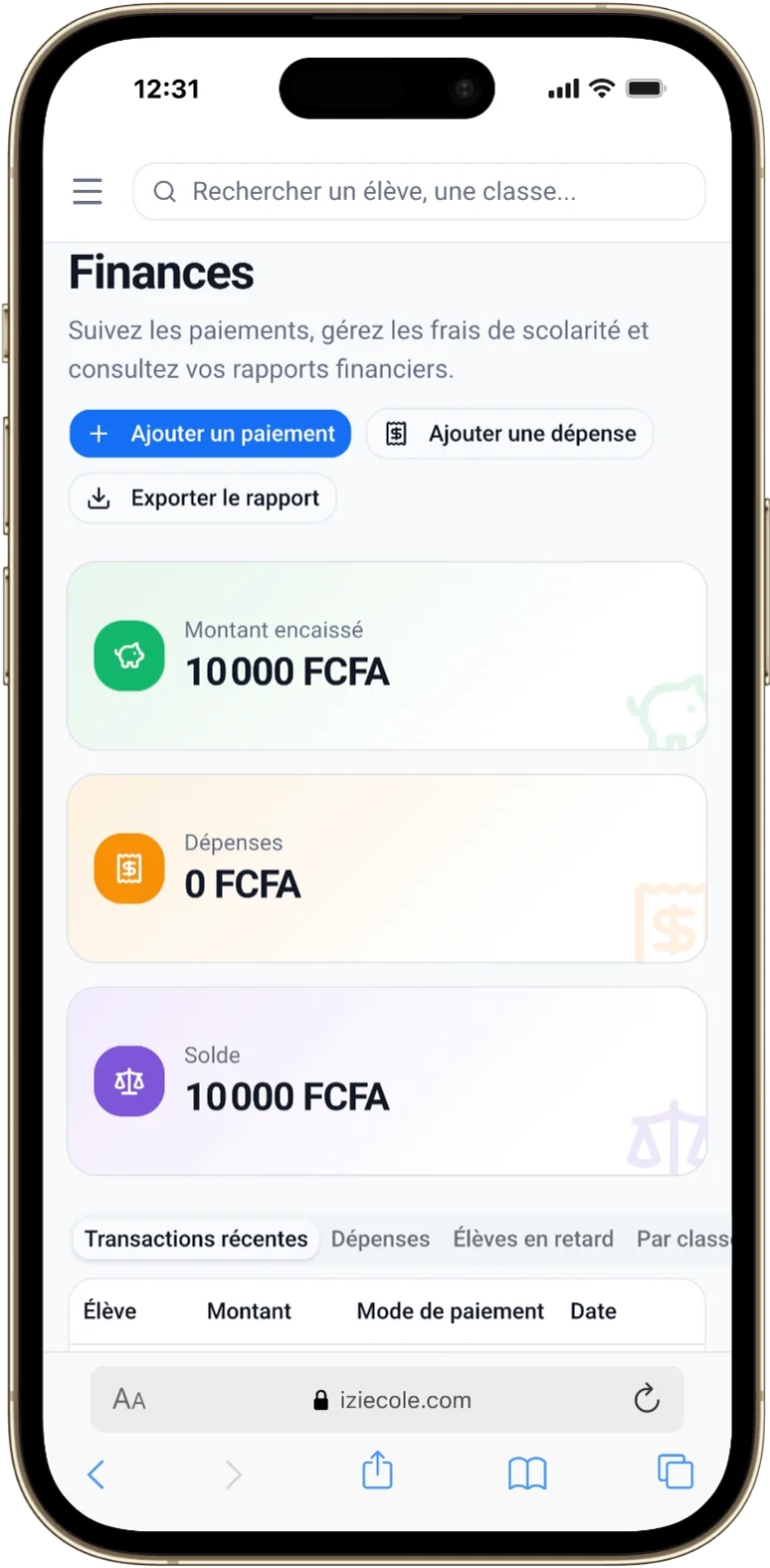iziecole sur téléphone